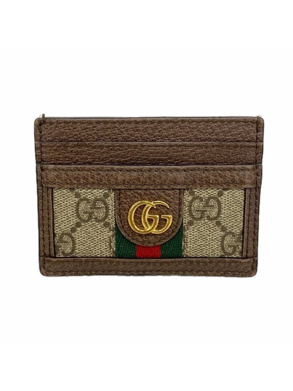 Gucci Card Case Ophidia Brown Gold